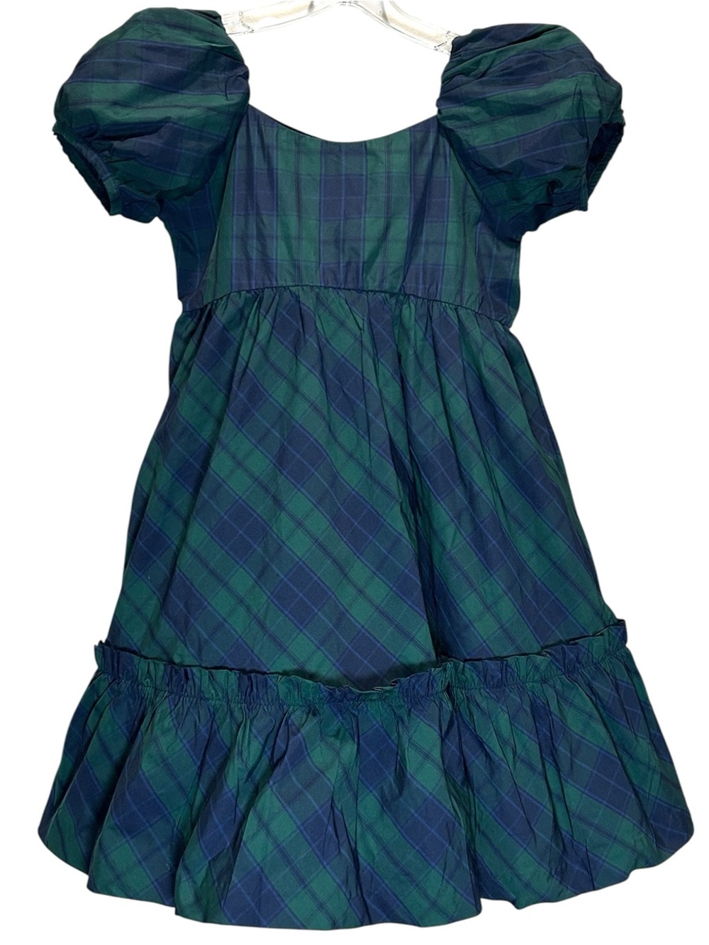 Janie and Jack Girl’s Green & Blue Tartan Plaid Classic Party Dress - Size 12
